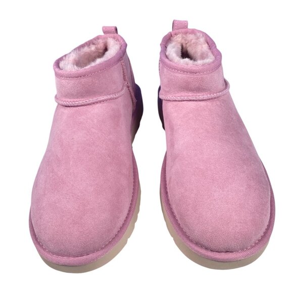New UGG Classic Ultra Mini Women's 10 Pink Ankle Boot Suede Sheepskin No box - Picture 1 of 8
